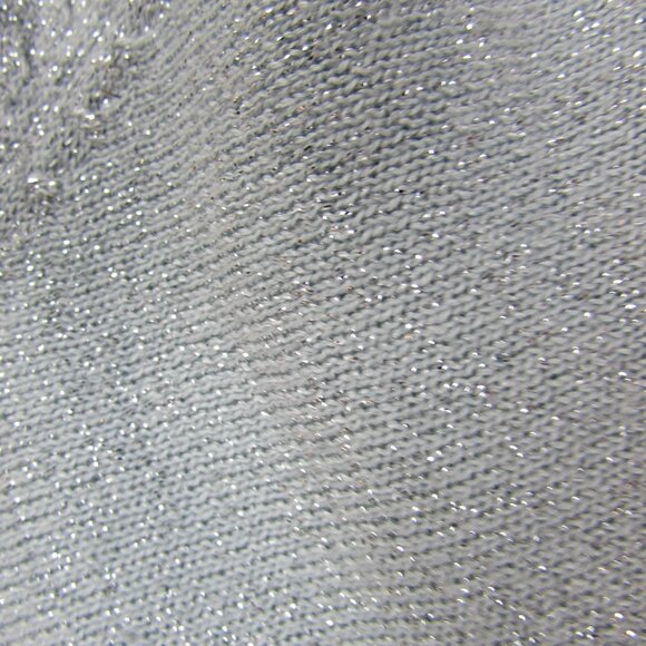 Quaker Factory Sweater Womens L Blue shimmer Christmas Santa Holiday lightweight - Picture 6 of 9